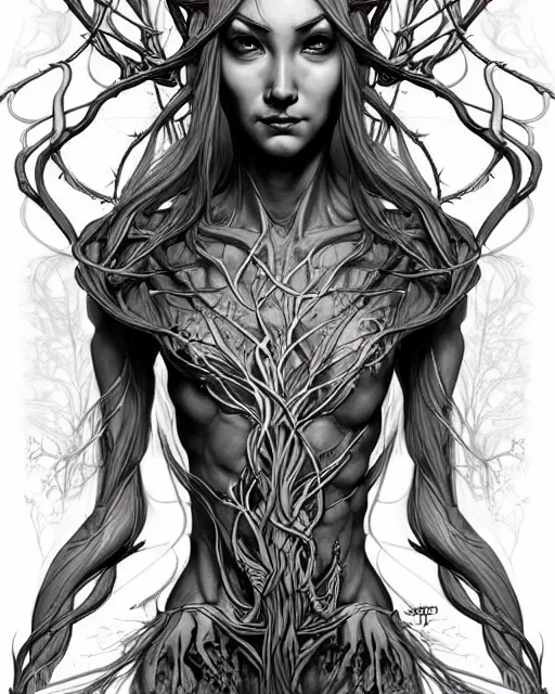 Image similar to digital art, centered elven body made with intricate roots, by James Jean and by artgerm, by ross tran , ultradetailed, charachter design, concept art, trending on artstation,