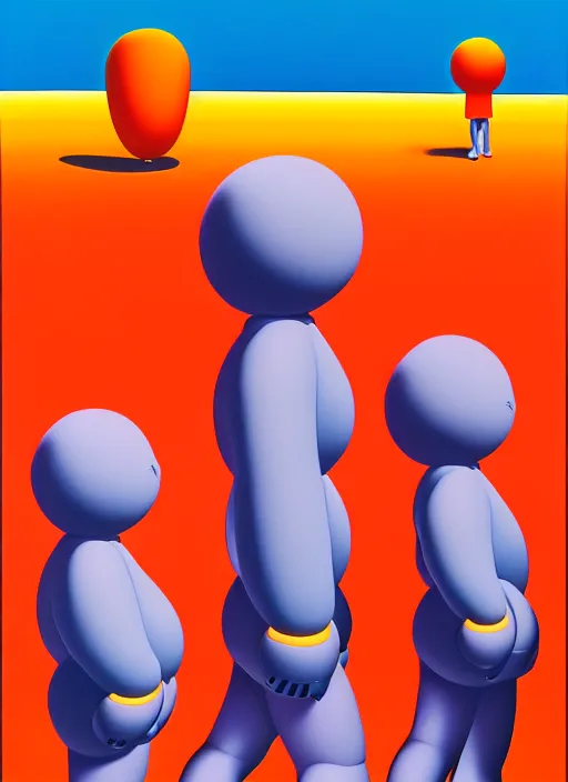 Image similar to inflated men by shusei nagaoka, kaws, david rudnick, airbrush on canvas, pastell colours, cell shaded, 8 k,