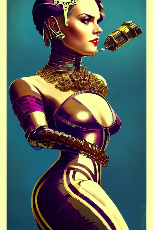 Image similar to ! dream art deco gta 5 killer queen profile picture by greg rutkowski, dynamic pose, intricate, futuristic, fantasy, elegant, by stanley artgerm lau, greg rutkowski, thomas kindkade, alphonse mucha, loish, norman rockwell, fantasy lut, asymmetric, long hair, retro computer graphics, video game, fluid lines,