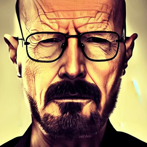 Image similar to Hideo Kojima as Heisenberg Walter White, matte paint, portrait, very coherent, airbrush