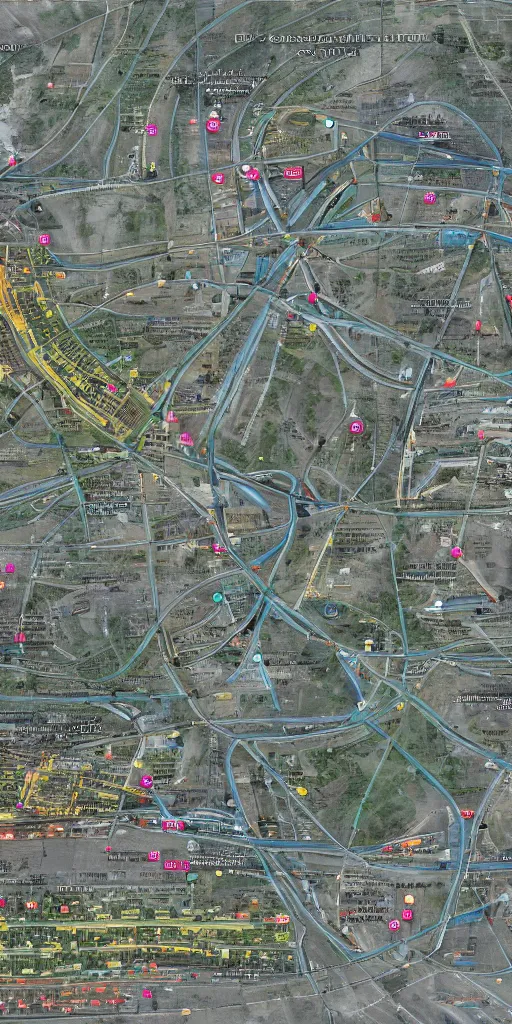 Prompt: train station map, from beijing to new york, science fiction, future technology, high detail, 8 k.