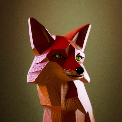 Image similar to Portrait photography of a cinematic Emerald fox sculpture