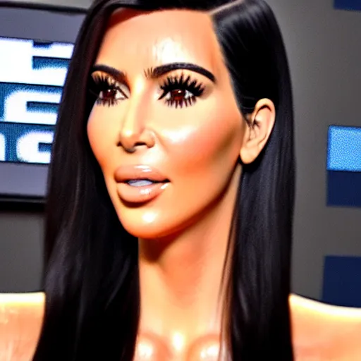 Prompt: live still of kim kardashian as a twitch streamer