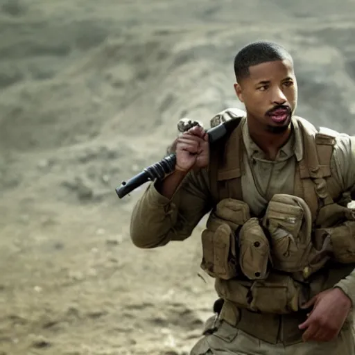 Prompt: Michael B Jordan starring in saving private Ryan