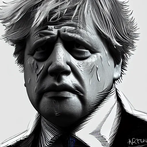 Image similar to ultra realistic Boris Johnson crying on the naughty step with a pool of tears under him, 8k, perfect lighting, high contrast, wide-angle, Nikon mirrorless, sad, trending on artstation, brexit