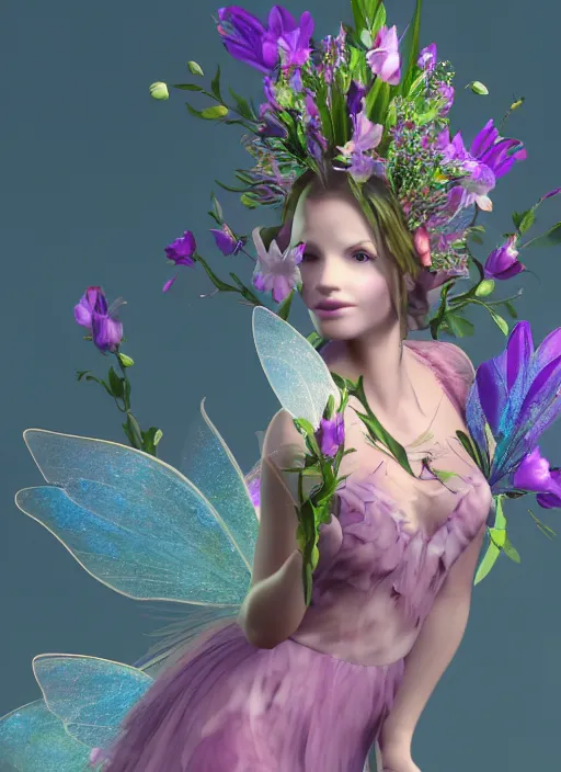 Prompt: a stunning beautiful flower fairy, vray