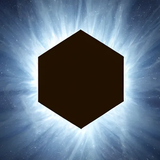 Image similar to hexagon sun shields floating in space, unreal engine, digital art, solar eclipse, seen from earth