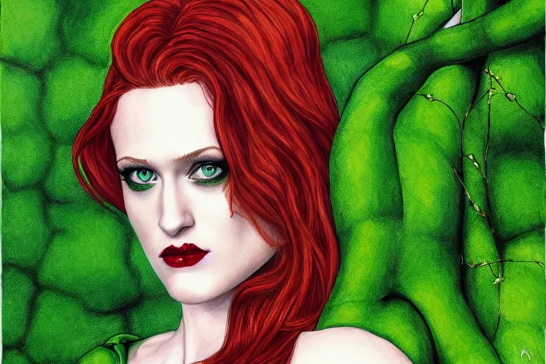 Image similar to portrait of evan rachel wood as poison ivy, detailed