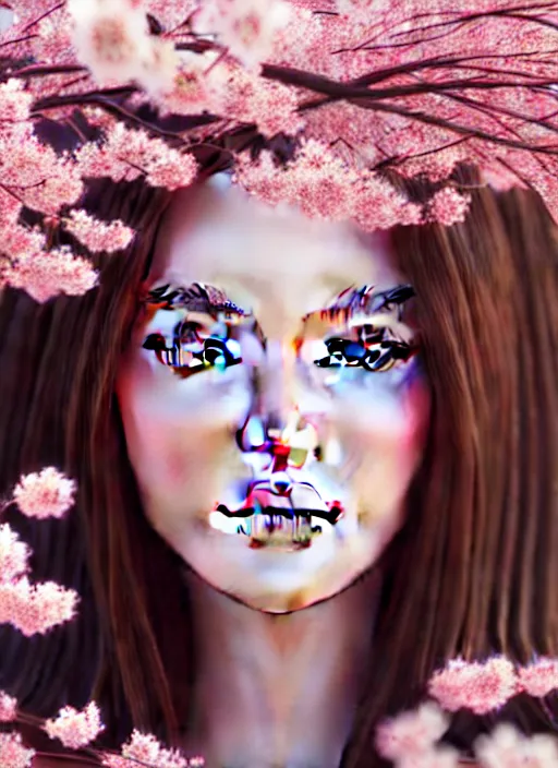 Image similar to photo of a beutiful girl in the style of stefan kostic, realistic, full body shot, sharp focus, 8 k high definition, insanely detailed, intricate, elegant, art by stanley lau and artgerm, extreme blur cherry blossoms background