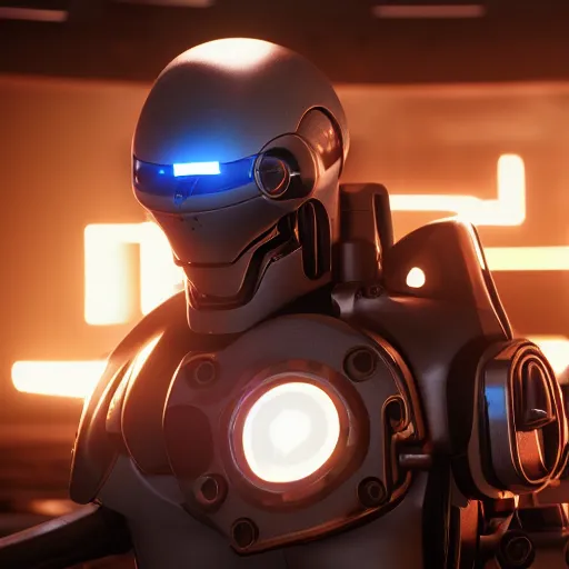 Image similar to thug robot, led screens, matte painting, expression, unreal engine, dramatic cinematic lighting rendered by octane, 8 k, detailed