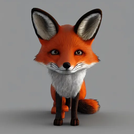 Image similar to a fox, 3 d render, post processing, cinematic lightning