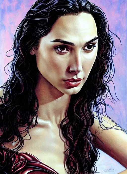 Image similar to portrait of gal gadot by clyde caldwell