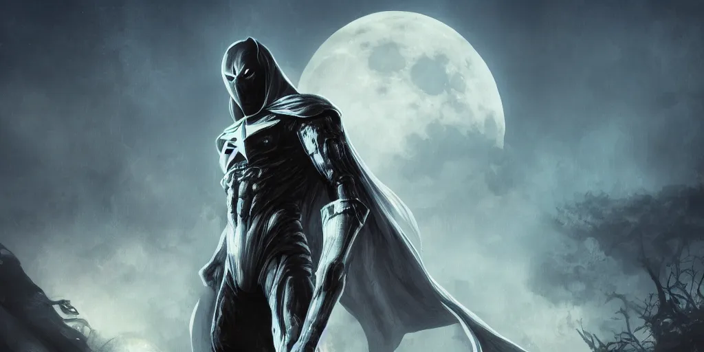 Prompt: moon knight, fantasy apocalypse, digital art, 4 k, mmo