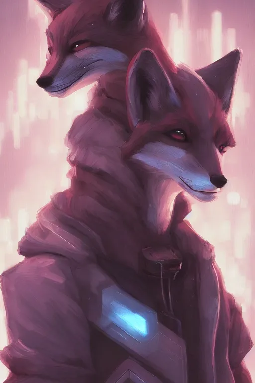 Image similar to a fox fursona, trending on artstation, by kawacy, furry art, digital art, cyberpunk, high quality, backlighting