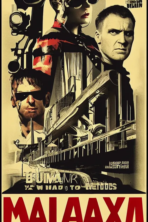 Image similar to a Bauhaus poster of Mad Max