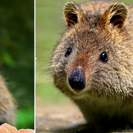 Image similar to a stereoscopic photograph of a quokka