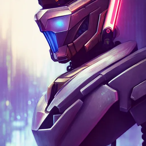 Image similar to A knight in cyberpunk mecha armor, bust portrait, art by Eugenia firs ArtStation, Octane render, intricate detail, smooth, sharp focus,