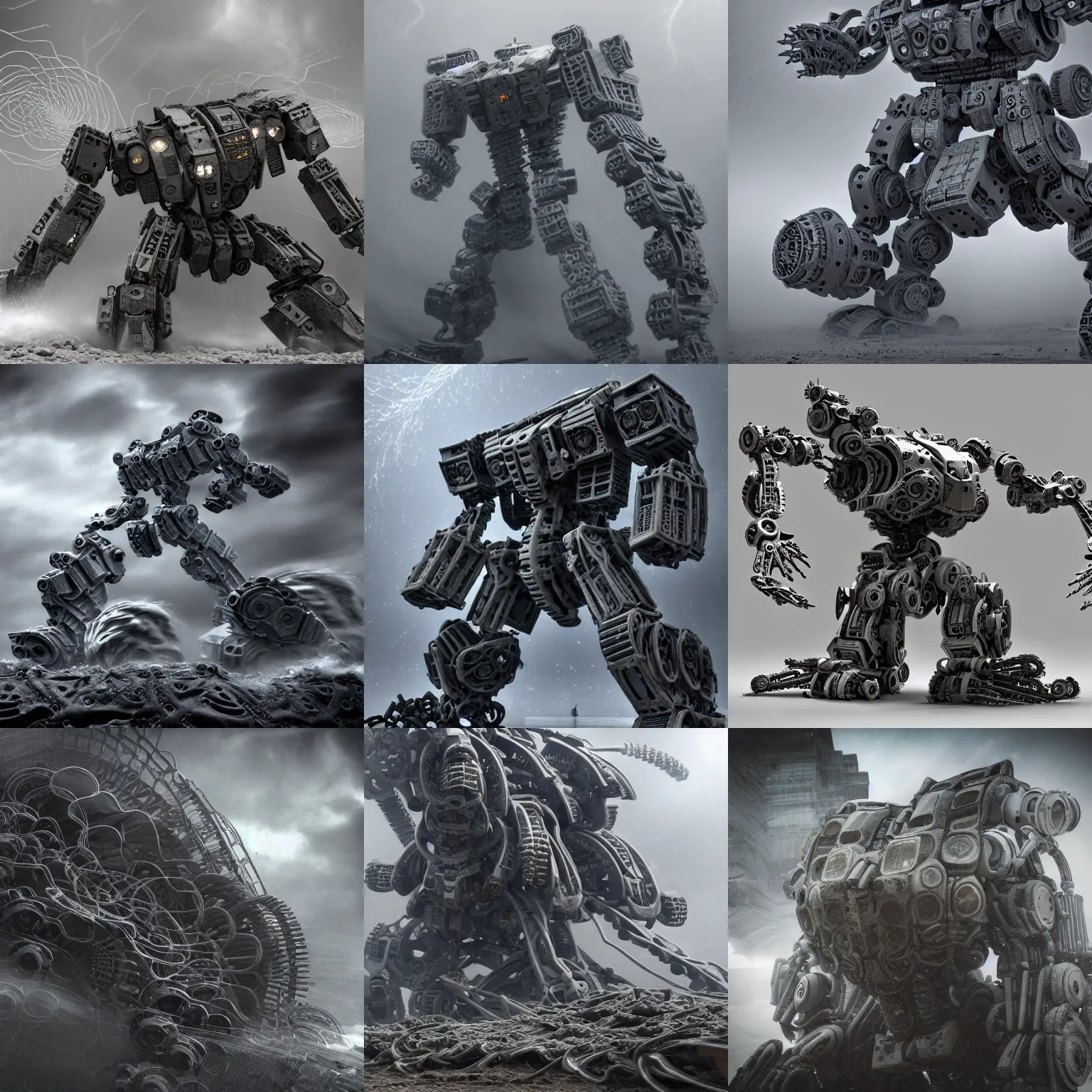 Prompt: massive intricate interwoven gray sandstorm swirling, rotating, spinning whirlwind, intertwined surrounding a broken ruin humanoid mech trunk, sandstorm, windstorm, winter storm, turnado, broken ruin armored core trunk, broken ruin pacific rim jaeger, gear, wire, screw, nut,