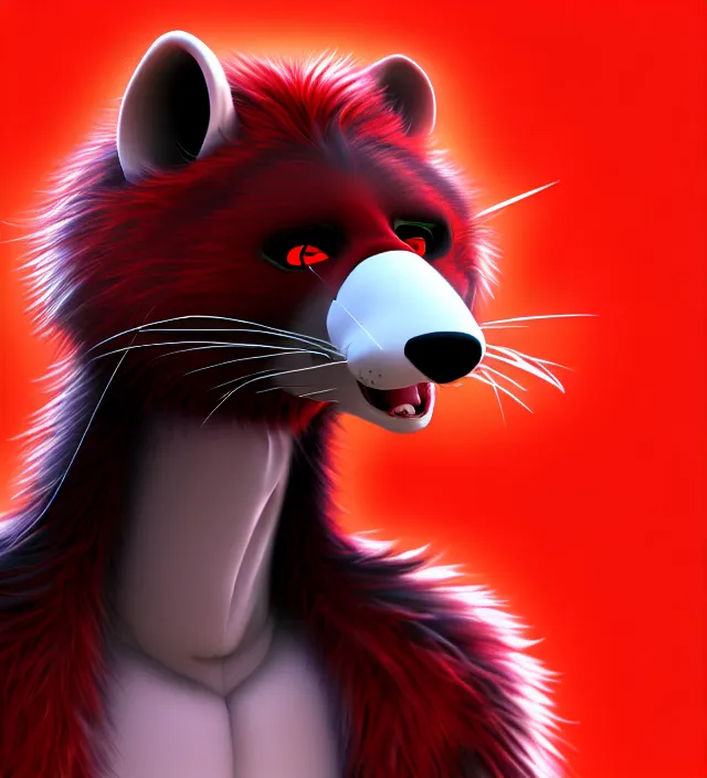 Image similar to furry - male - red - black - weasel - geistcaller - fursona uhd ue 5 visual novel pc game expressions, photorealistic