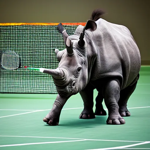 Image similar to rhinoceros playing badminton, photo