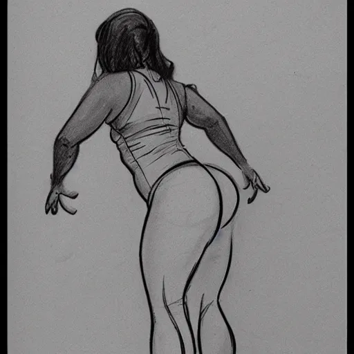 Image similar to milt kahl sketch of thick cuban girl wearing black yoga pants