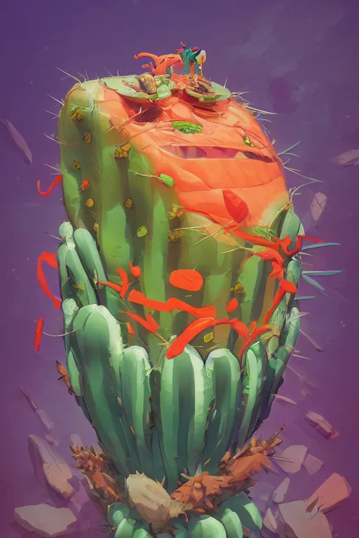 Image similar to 3 d render creature animal sushi cristal big eye roots cactus elemental flush of force nature micro world fluo, comics gta 5 cover, official fanart behance hd artstation by jesper ejsing, by rhads, makoto shinkai and lois van baarle, ilya kuvshinov, ossdraws