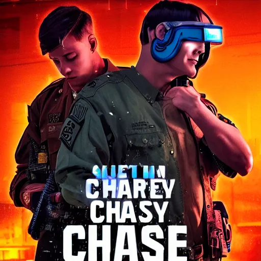 Prompt: book cover of a novel featuring sgt chase meeting the love of his life in jail, cyberpunk setting, 4 k resolution