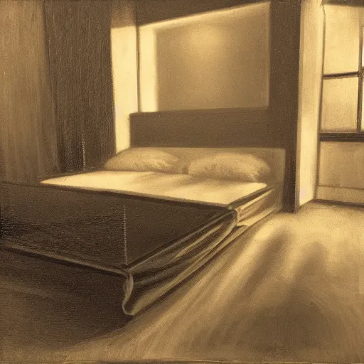 Prompt: a king-sized bed, on the dancefloor at a nightclub, studio lighting, chiaroscuro