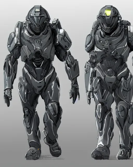 Image similar to artistic illustration of scifi armor dynamic pose deviantart artstation concept art 4k halo forerunner wolf brigade