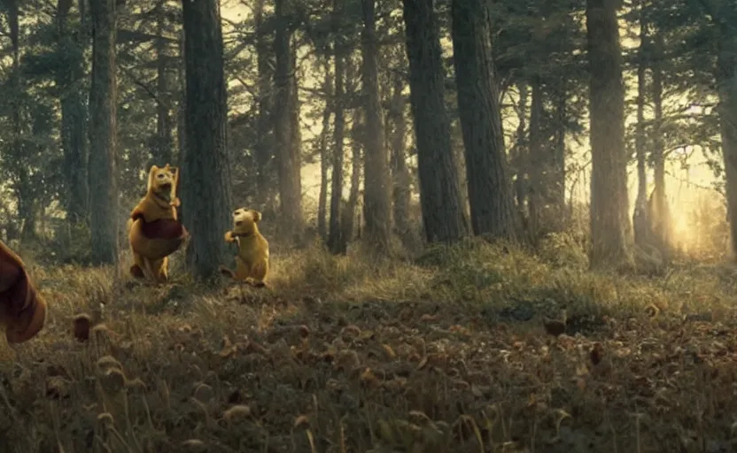 Image similar to a still of winnie the pooh in there will be blood ( 2 0 0 7 ), cinematic, very detailed, 8 k,