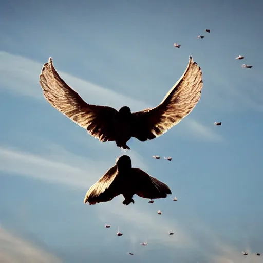 Image similar to angels hover above like vultures prey