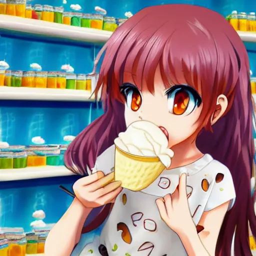 Image similar to anime girl with ice cream