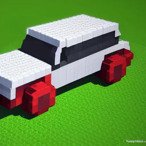 Image similar to a volkswagen beetle made of voxels isometric hd