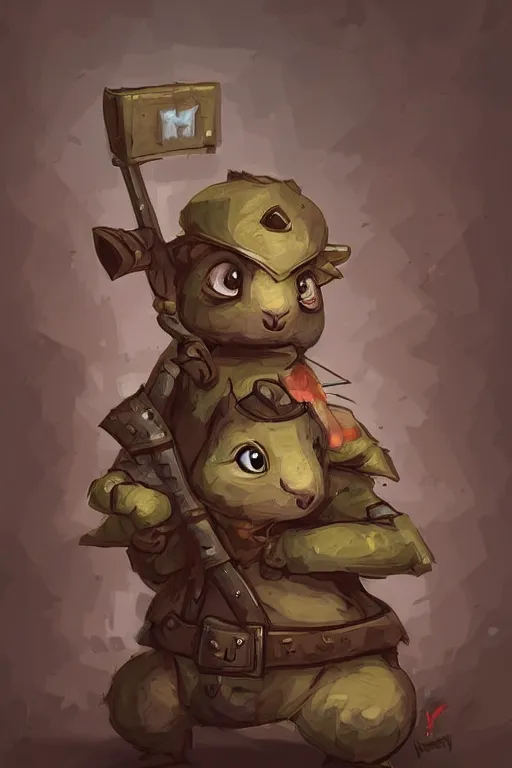 Prompt: cute little anthropomorphic Guinea Pig Soldier, tiny, small, baby animal, short, pixelated army camouflage, cute and adorable, pretty, beautiful, DnD character art portrait, matte fantasy painting, DeviantArt Artstation, by Jason Felix by Steve Argyle by Tyler Jacobson by Peter Mohrbacher, cinematic lighting