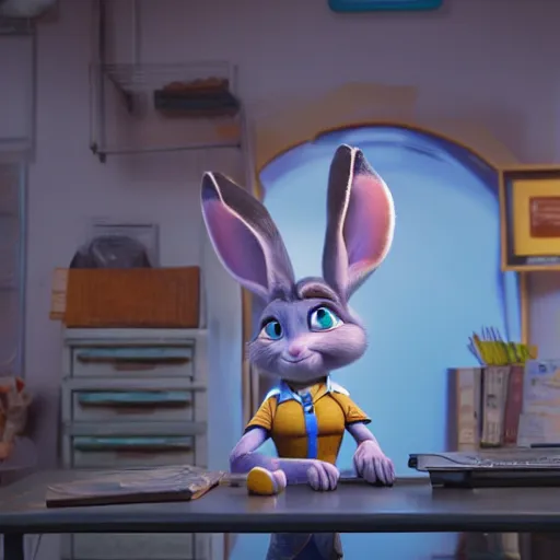 Image similar to Judy Hopps as a human, studio photography