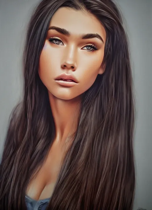 Image similar to Madison Beer realistic 3D portrait by ian spriggs