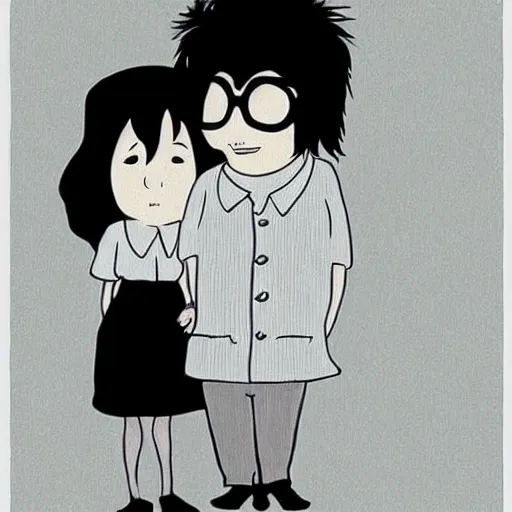 Image similar to john lennon and yoko ono in the style of hayao miyazaki