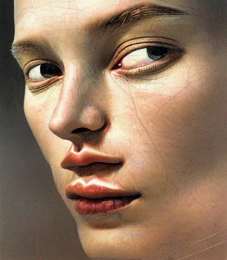 Prompt: a high quality, high detail, photorealistic portrait of a beautiful girl man by james nachtwey and lucian freud, zdzisław beksinski