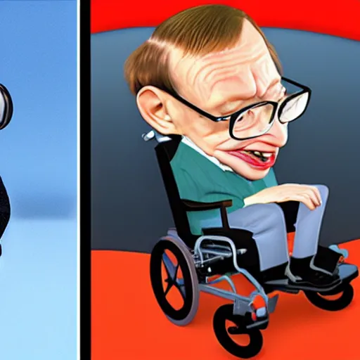 Image similar to stephen hawking as a pixar character