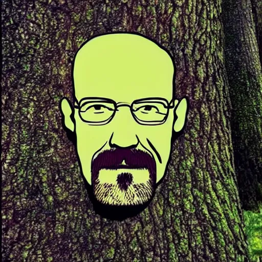 Prompt: a photo of a tree in the shape of walter white's head.