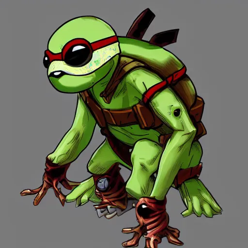 Prompt: a zombie teenage ninja mutant turtle, artstation.