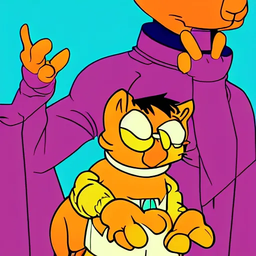 Prompt: Garfield as EVA-01, Neon Genesis Evangelion, anime