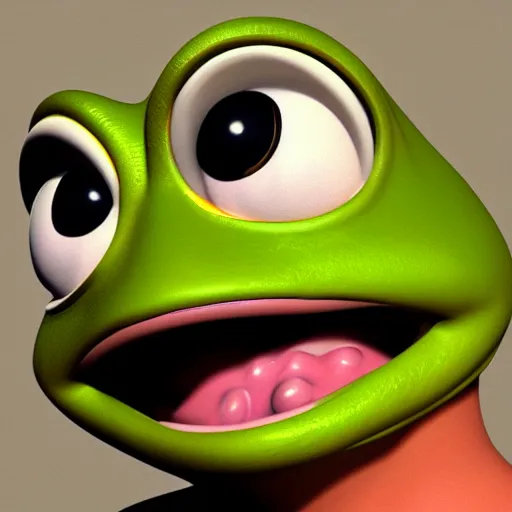 Image similar to hyperrealistic profile picture, 3d render of pepe the frog, octane render, trending on artstation