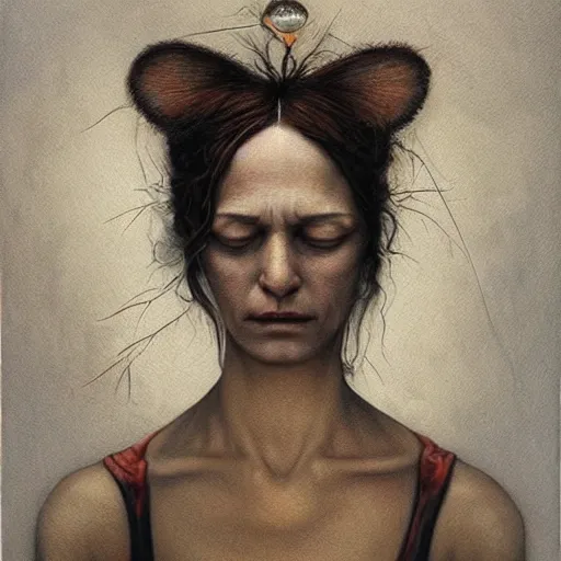 Image similar to a hyperrealistic painting of a beautiful woman with the head of a fly, by santiago caruso, highly detailed,