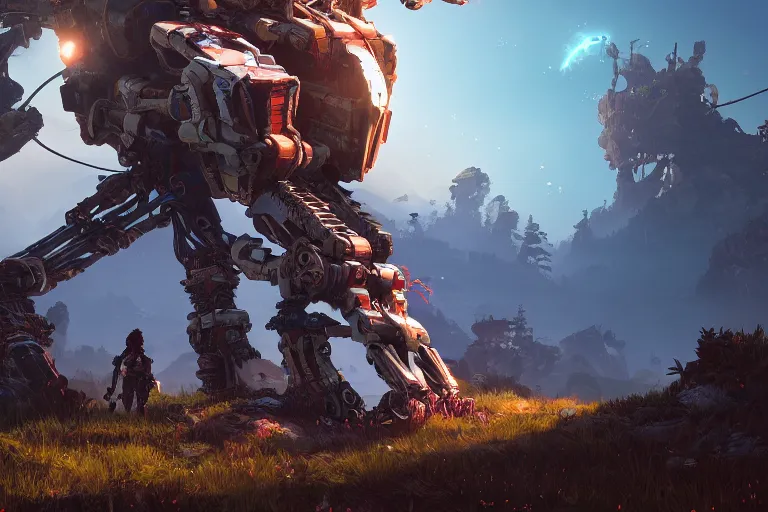 Image similar to burrower machine mecanical creature robot of horizon forbidden west horizon zero dawn bioluminiscence global illumination ray tracing hdr fanart arstation by ian pesty and alena aenami artworks in 4 k