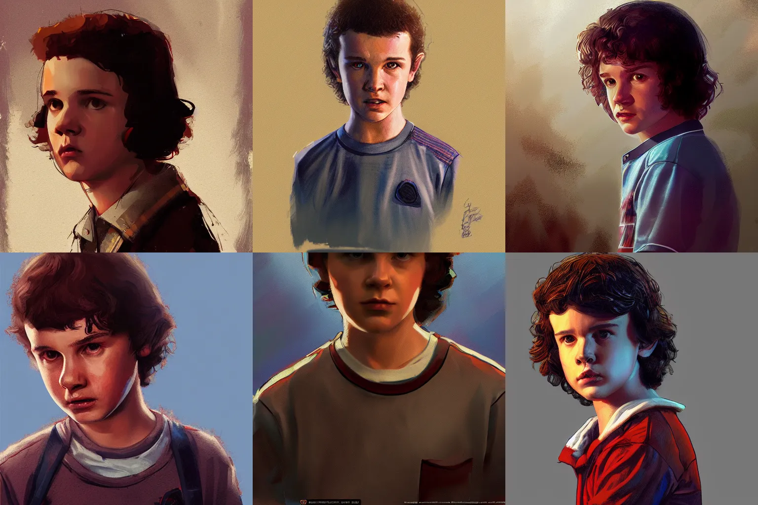 Prompt: dustin from stranger things. Late Teen. Craig Mullins. Portrait. Technomage. featured on artstation