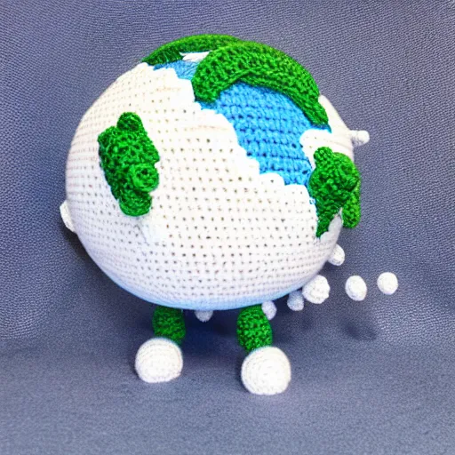 Image similar to Planet Earth, amigurumi, white background, 3d