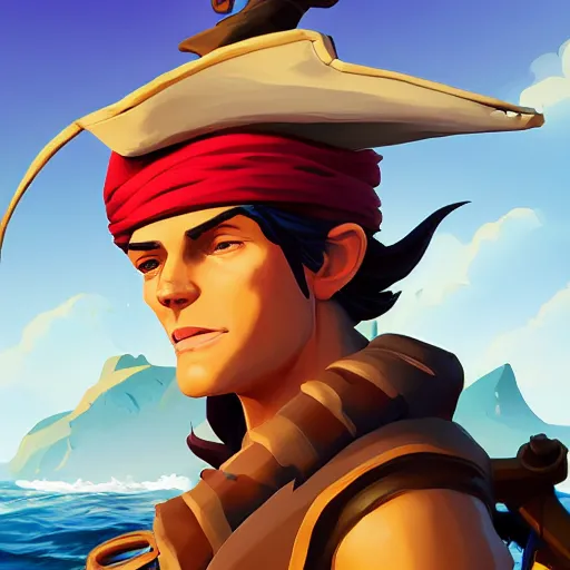 Image similar to painting jack the pirate on sea of thieves game avatar hero smooth face median photoshop filter cutout vector behance hd by jesper ejsing, by rhads, makoto shinkai and lois van baarle, ilya kuvshinov, rossdraws, illustration, art by ilya kuvshinov and gustav klimt