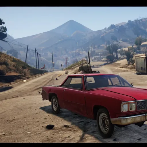 Image similar to grand theft auto v in red dead redemption 2, gta v in rdr 2