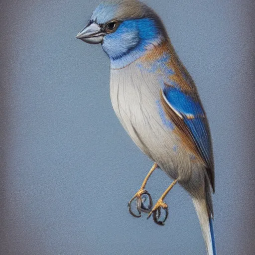 Prompt: a colored pencil drawing of a blue sparrow by natalia rojas and ana maria martinez jaramillo, pastel color, wingspan style, highly detailed, realistic graphite, artstation, 4 k, realism, photorealism, fine art